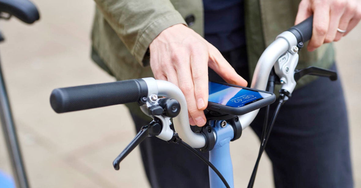 phone mounted on bike handle